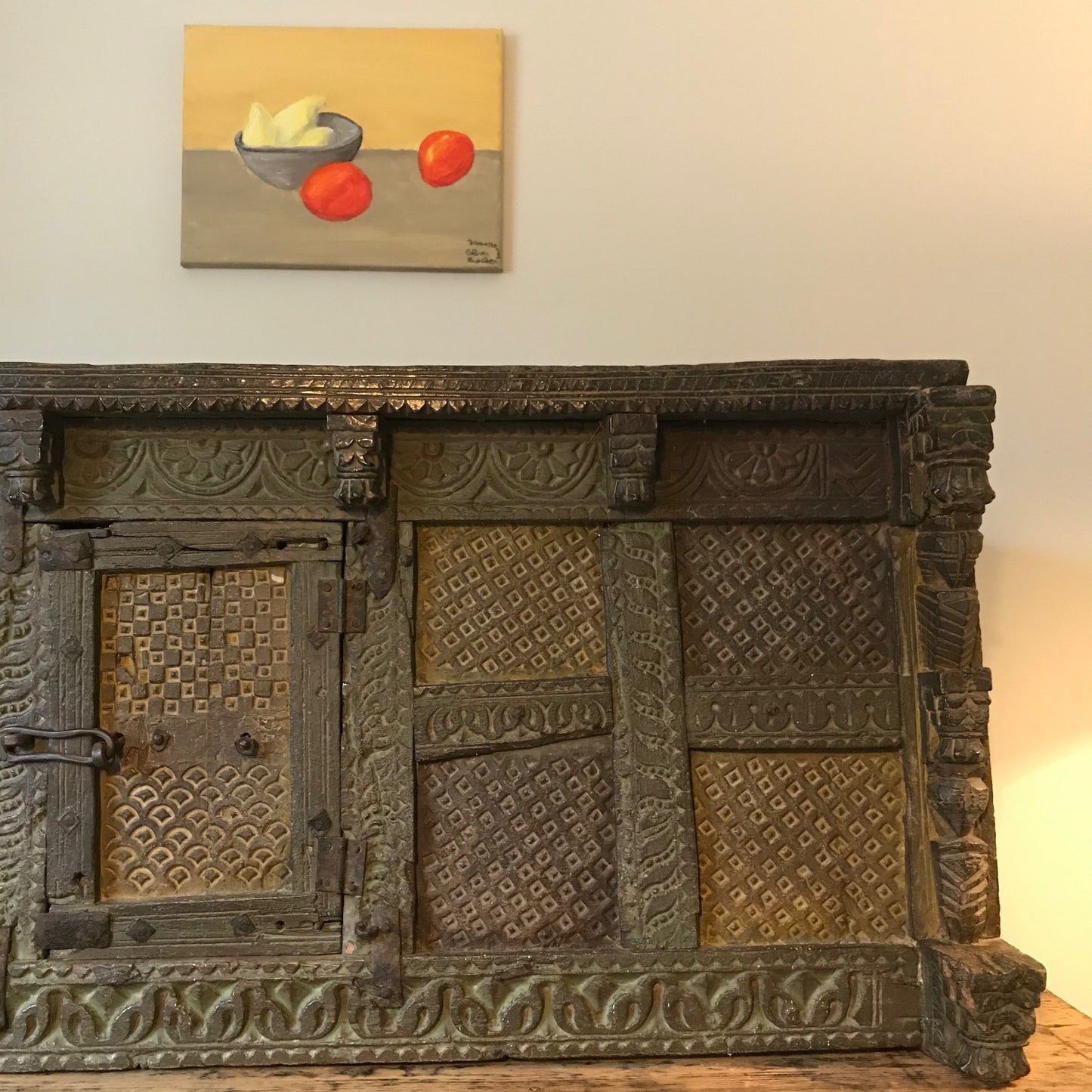 A Beautiful Hand Carved Indian Dowry Chest.