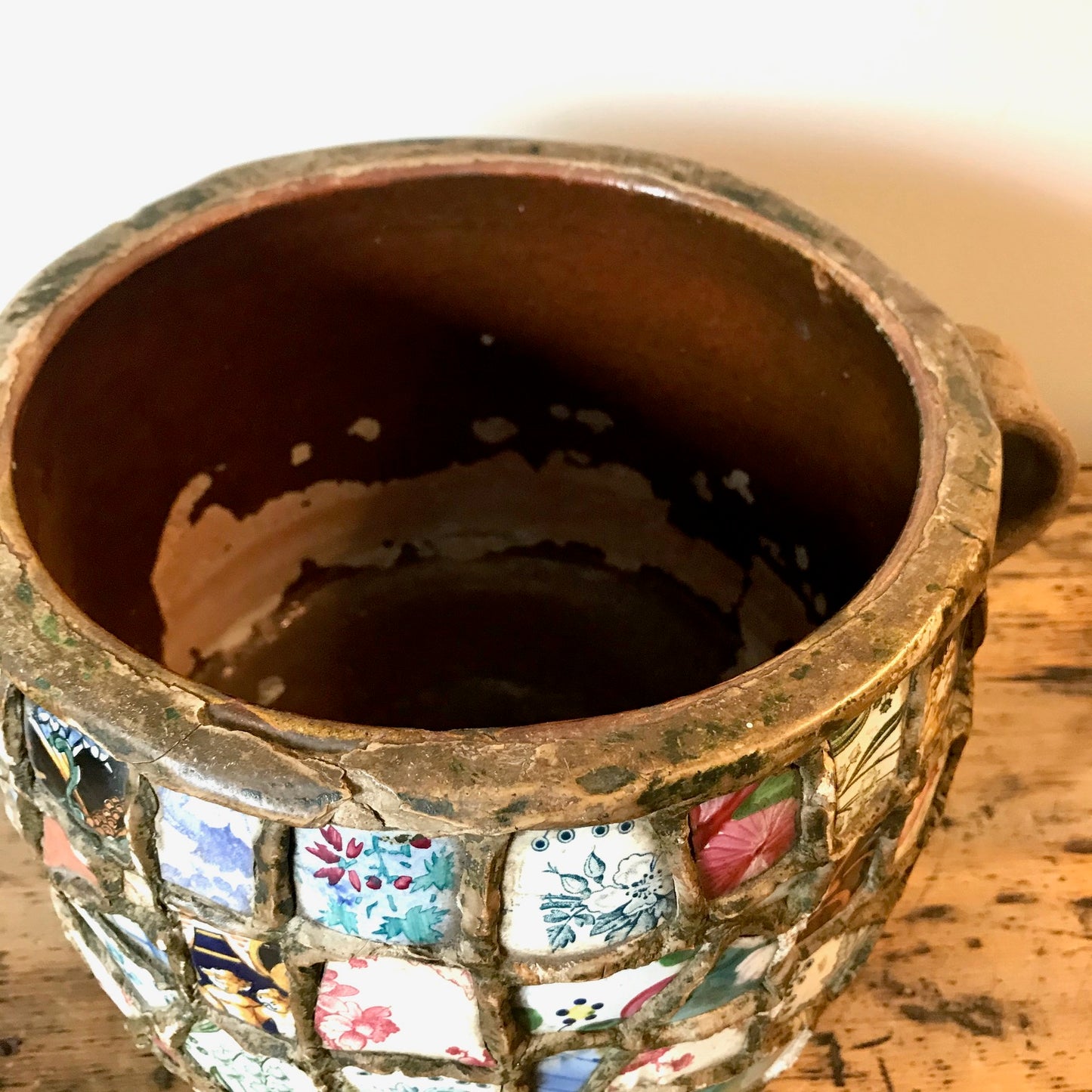 French Mosaic Pique Assiette Confit Pot.