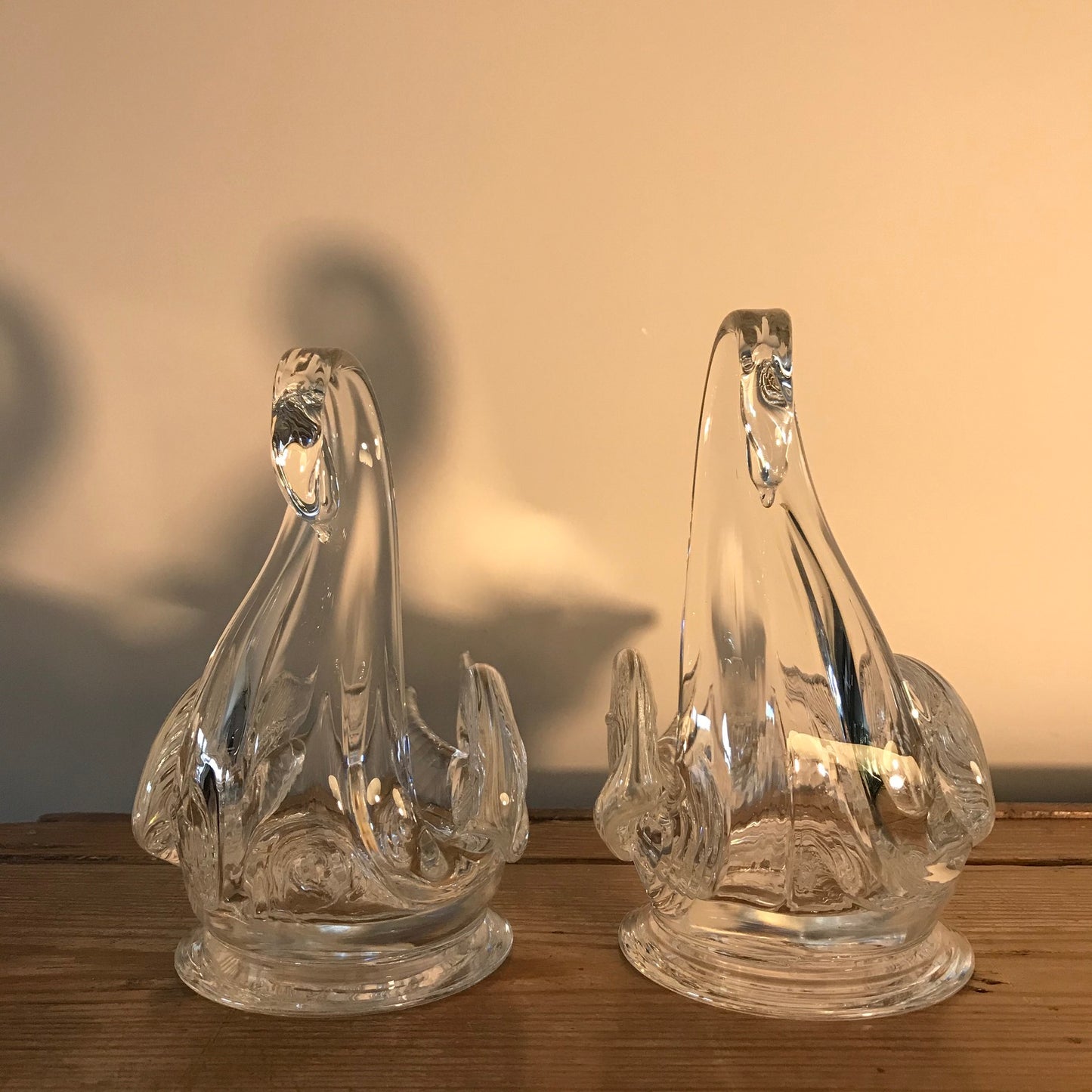 Pair Of Stylish Glass Swans.