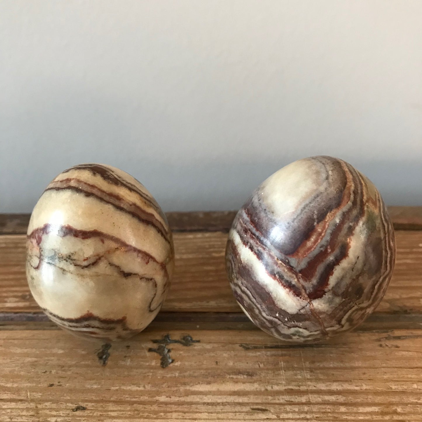 A Pair Of Decorative Marble Eggs.