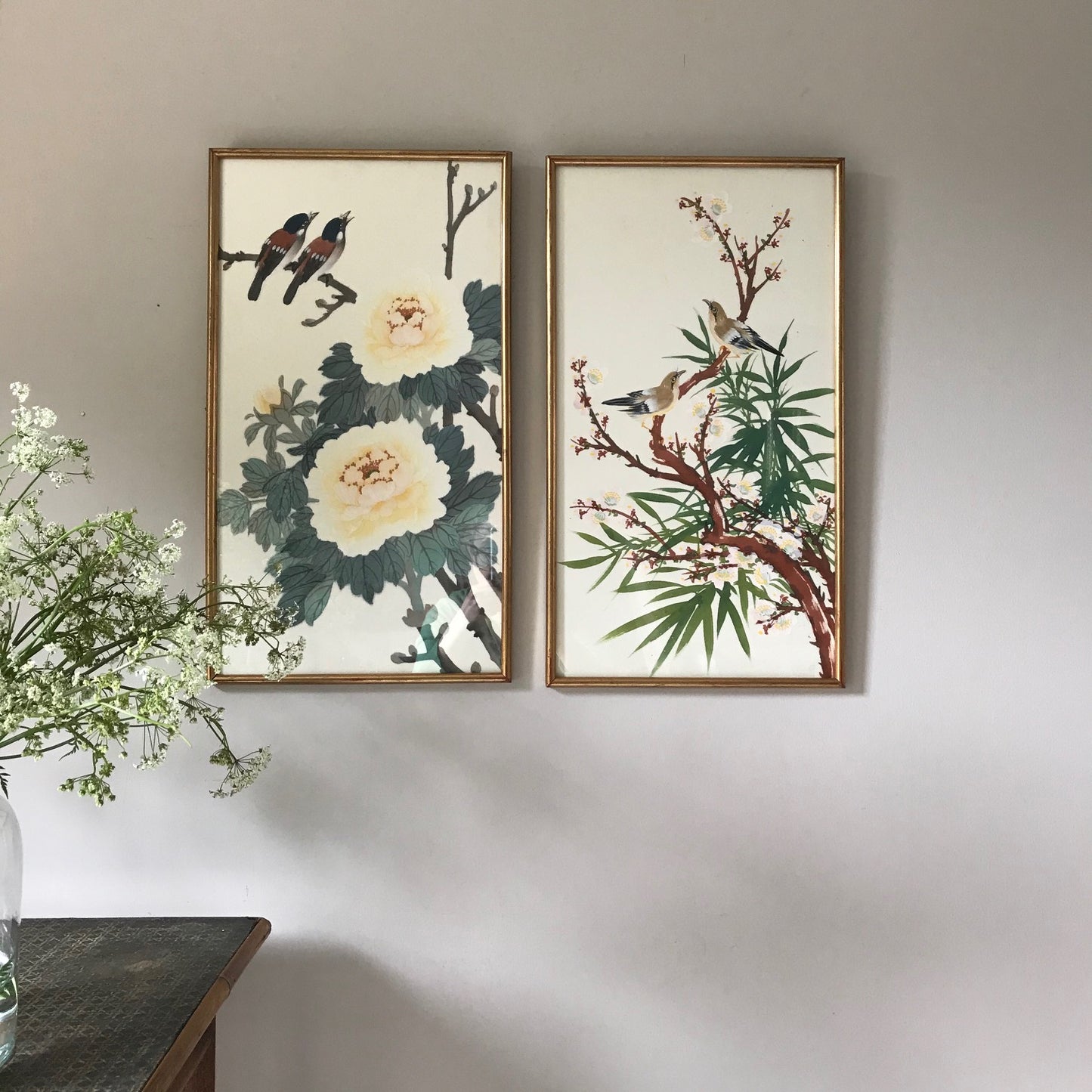 Pair Of Hand Painted Silk Pictures