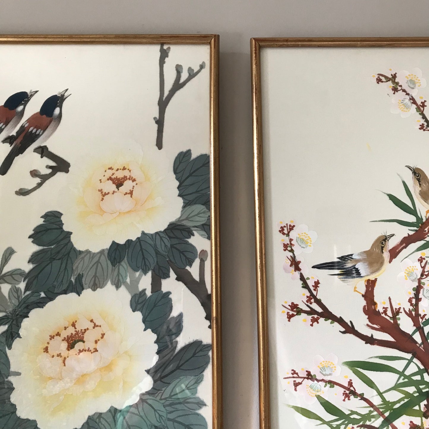 Pair Of Hand Painted Silk Pictures