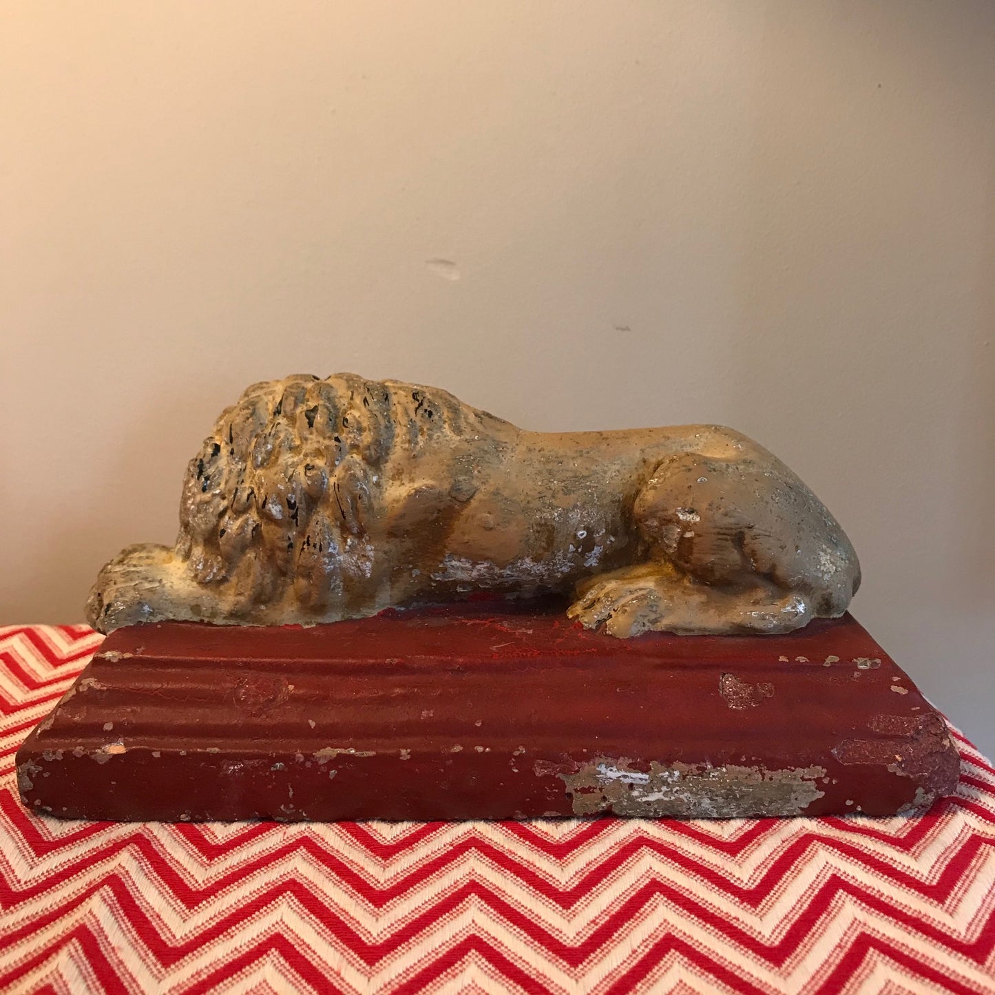Recumbent Coade Stone Lion.