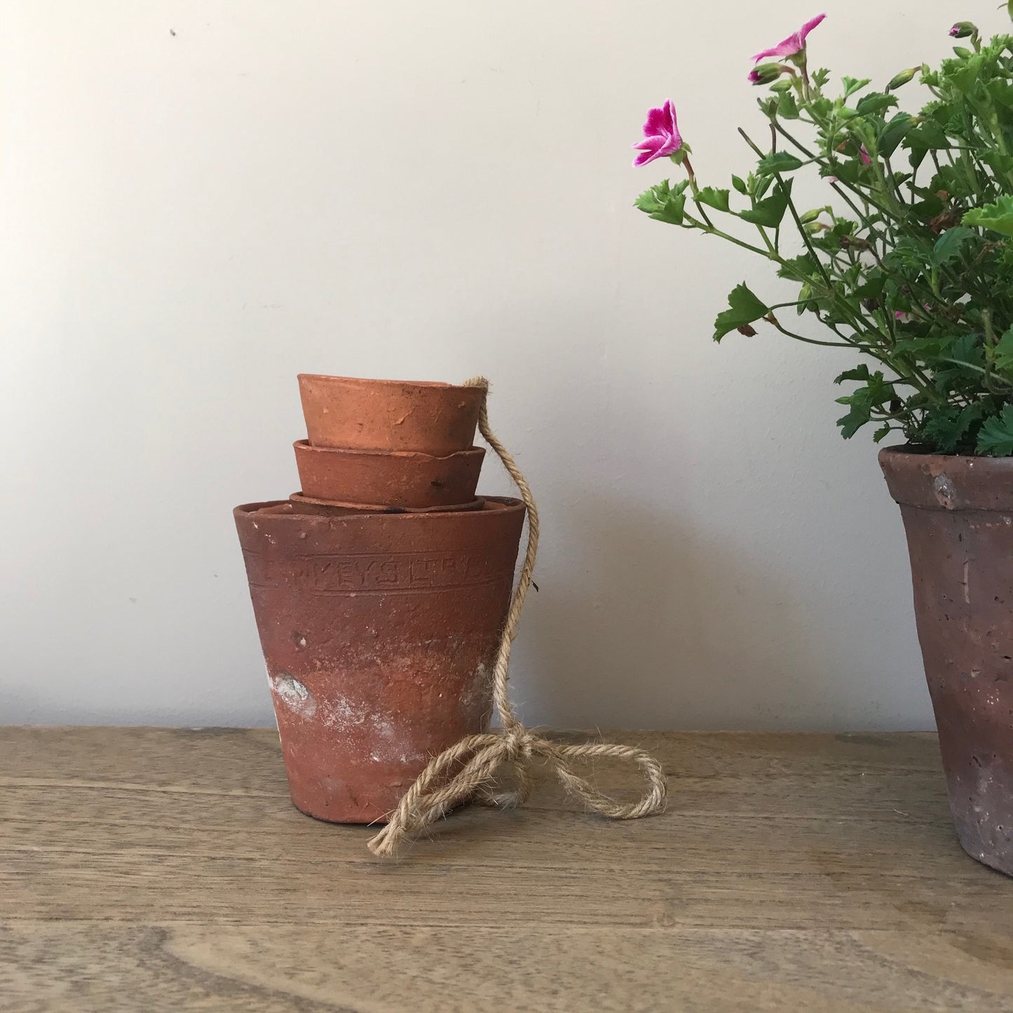 Set Of Six Early Terracotta Pots.