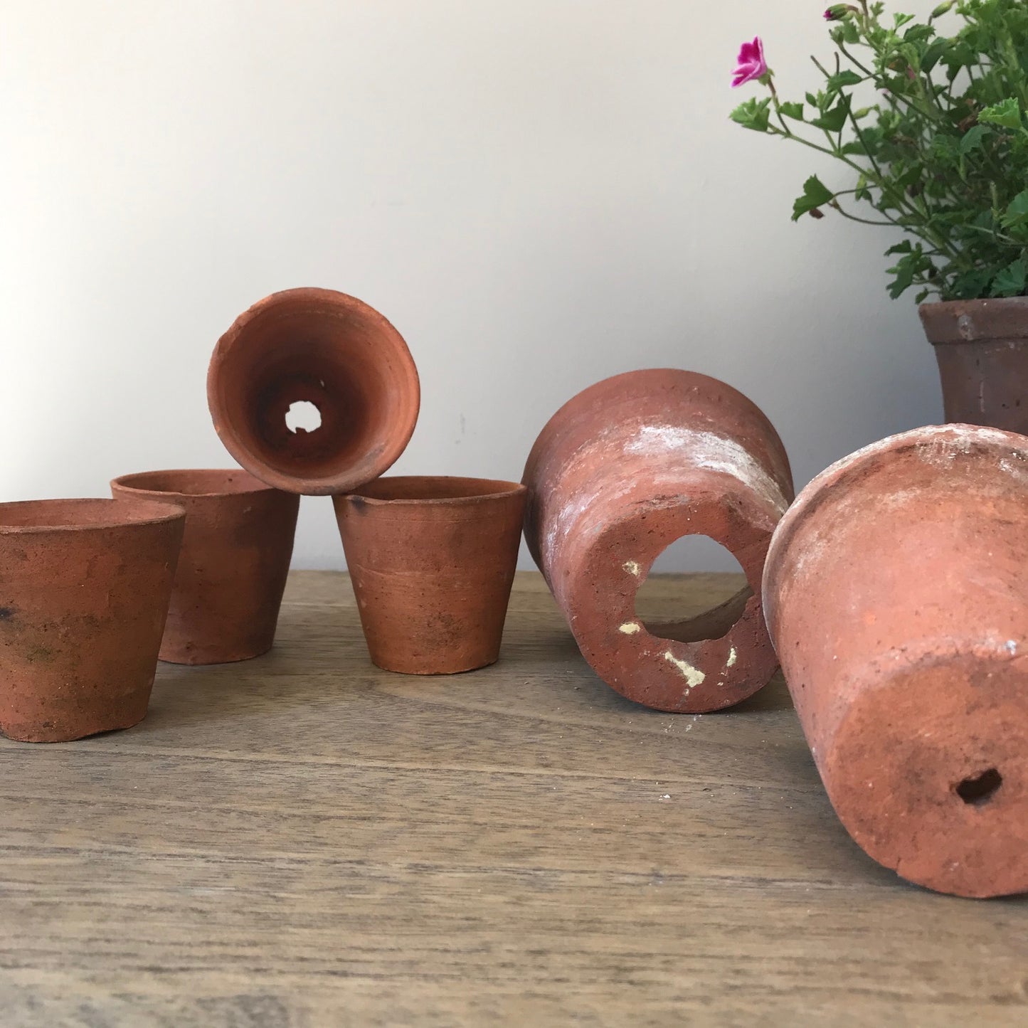 Set Of Six Early Terracotta Pots.