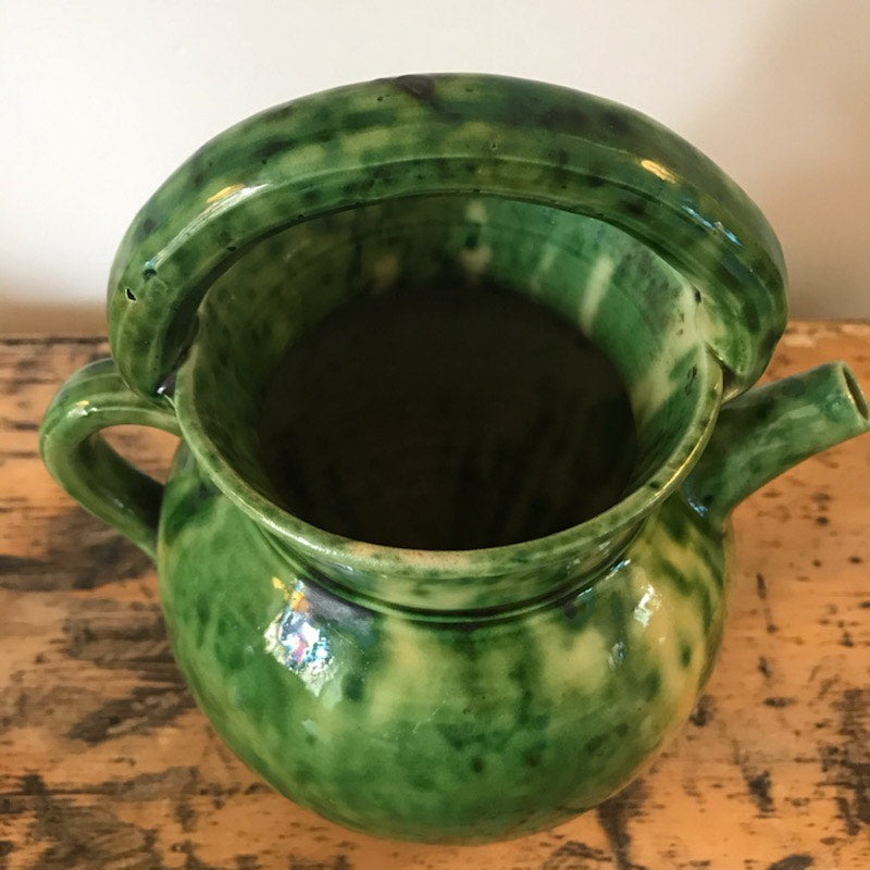 French Green Glazed Terracotta Jug