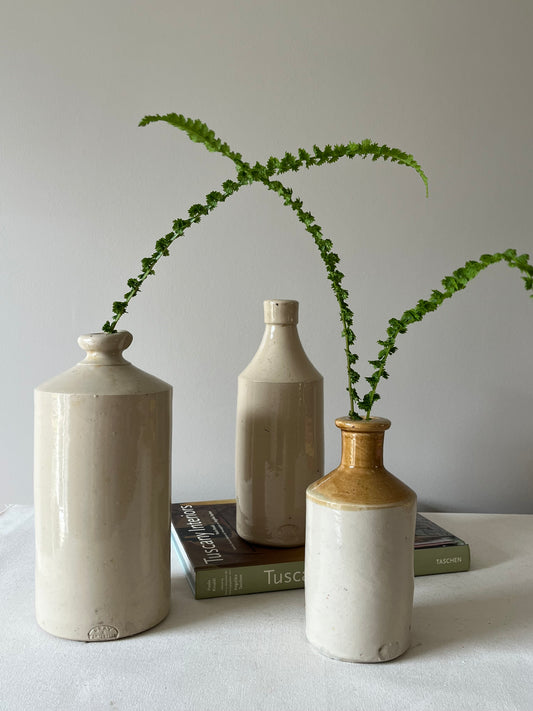 Set Of Three Old Stoneware Pots.