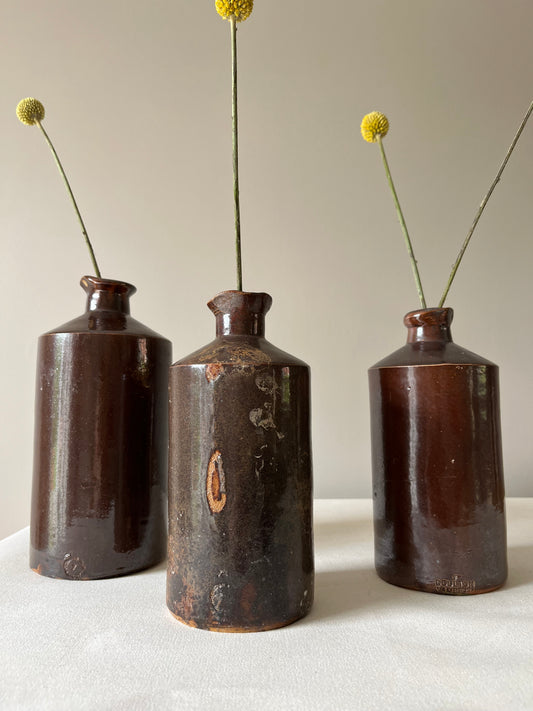 Set Of Three Stoneware Pots.