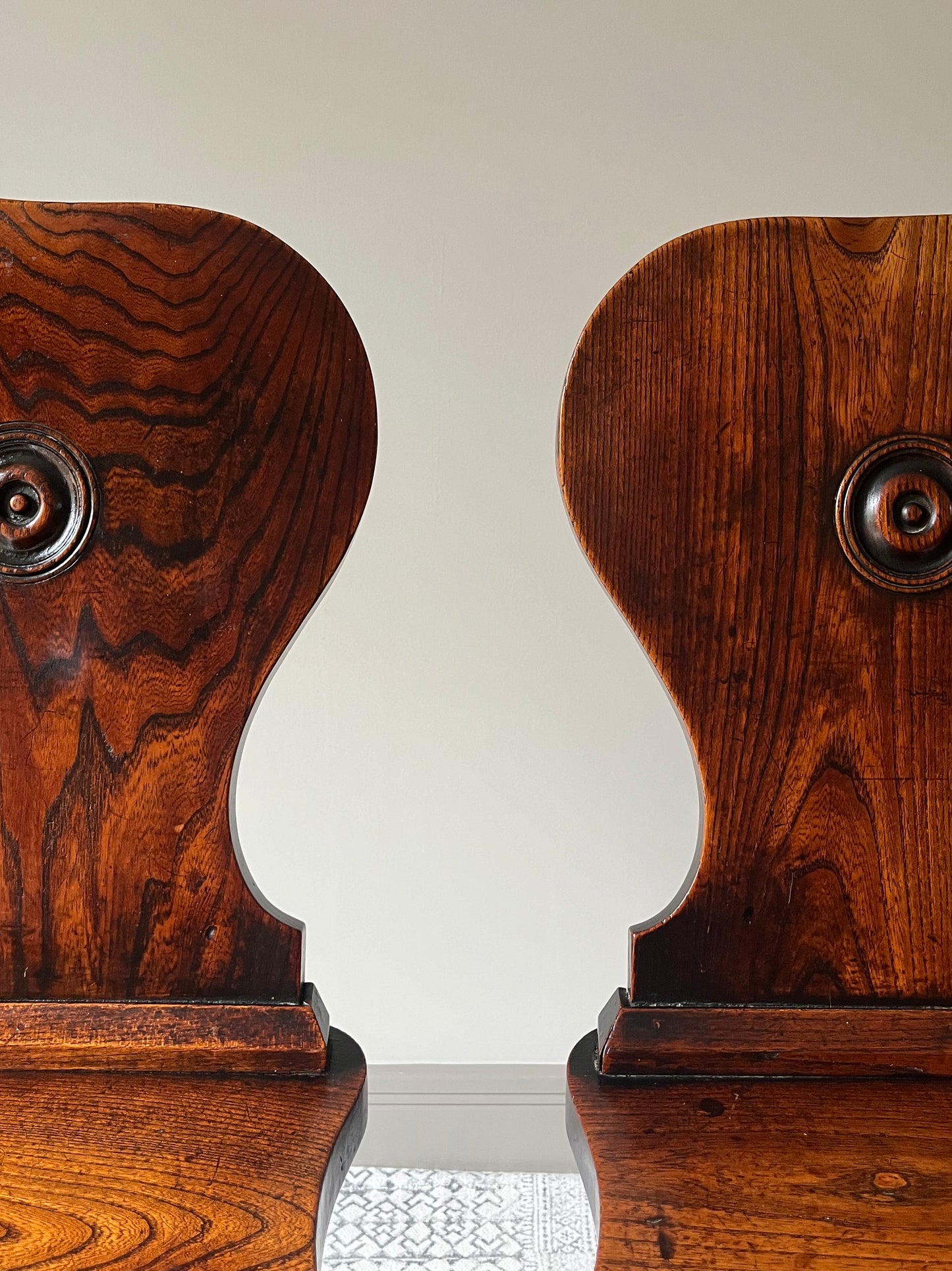 Pair of Oak Hall Chairs.