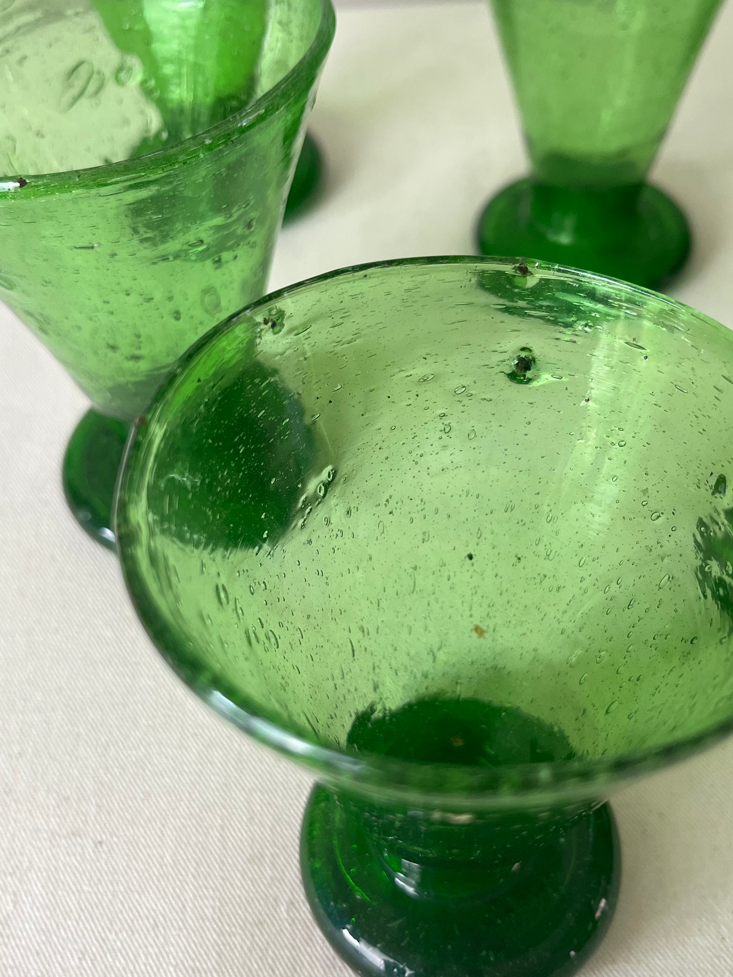 Set of Eight Emerald Green Glasses.