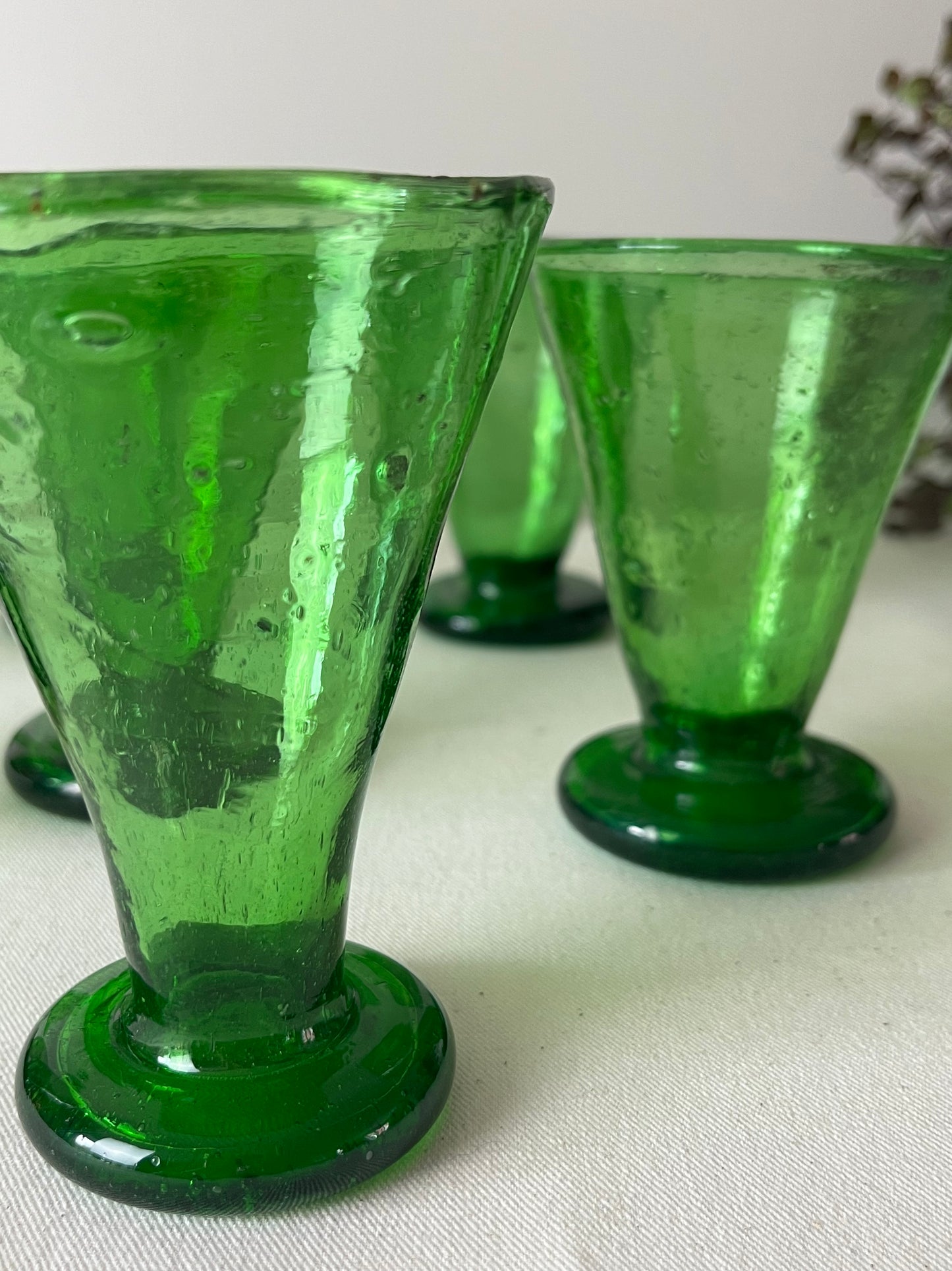 Set of Eight Emerald Green Glasses.