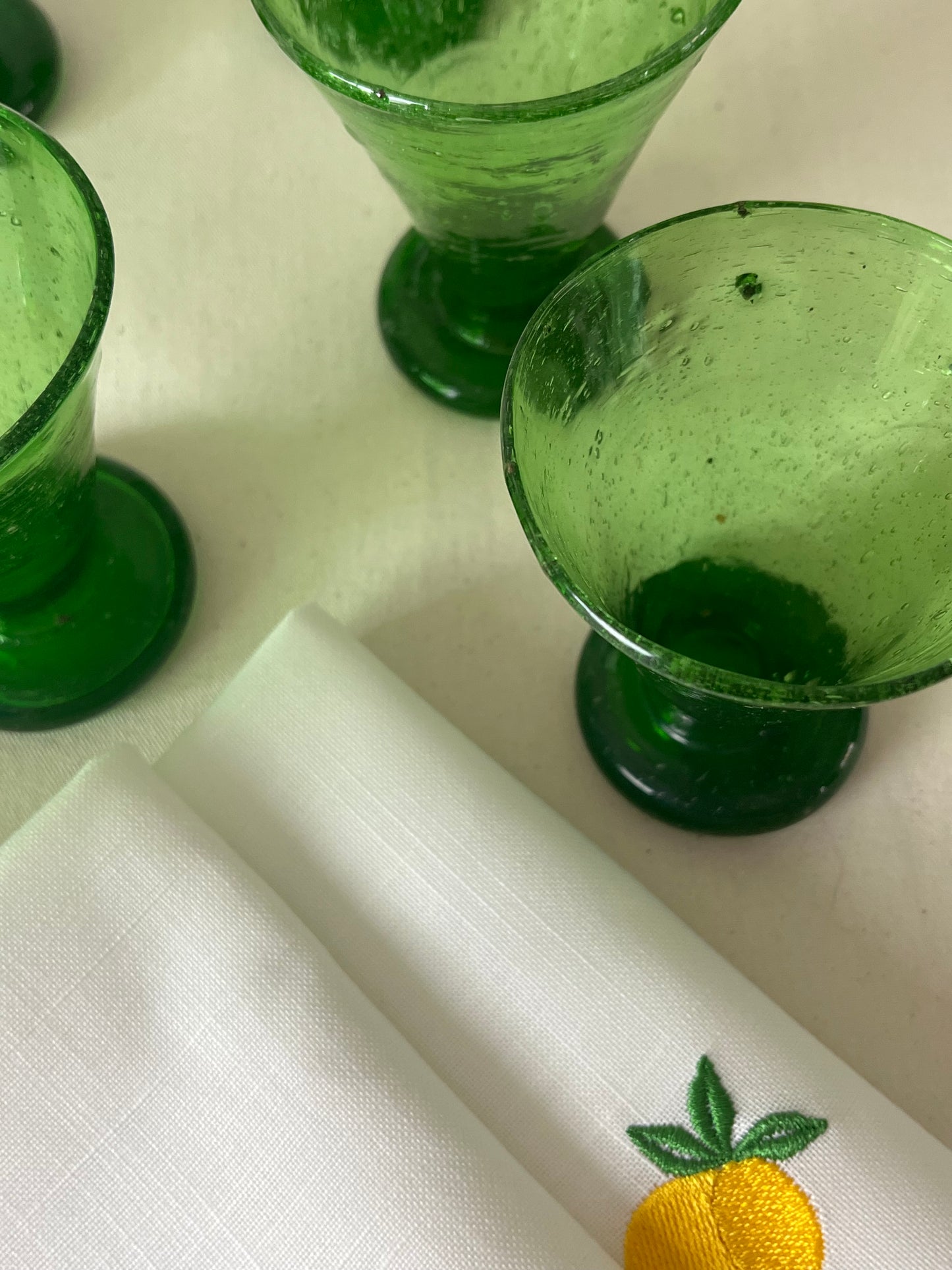 Set of Eight Emerald Green Glasses.