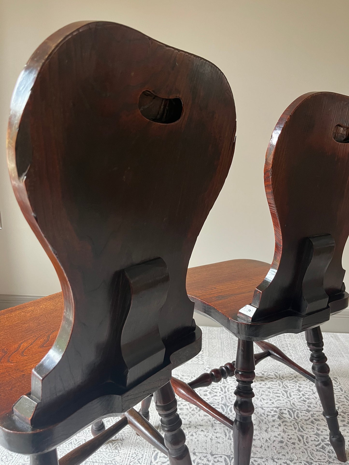 Pair of Oak Hall Chairs.