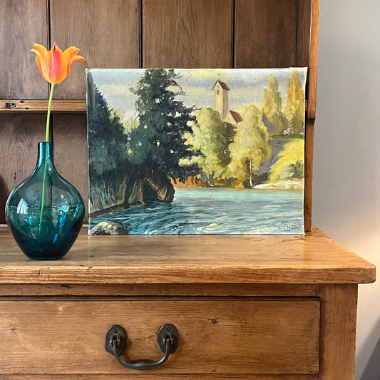 French Oil on Canvas.