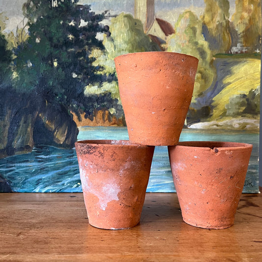 Set of Three Old Terracotta Pots.