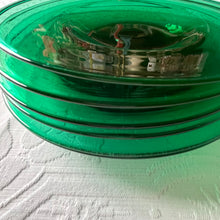 Load image into Gallery viewer, Set of Six Emerald Green Glass Plates.
