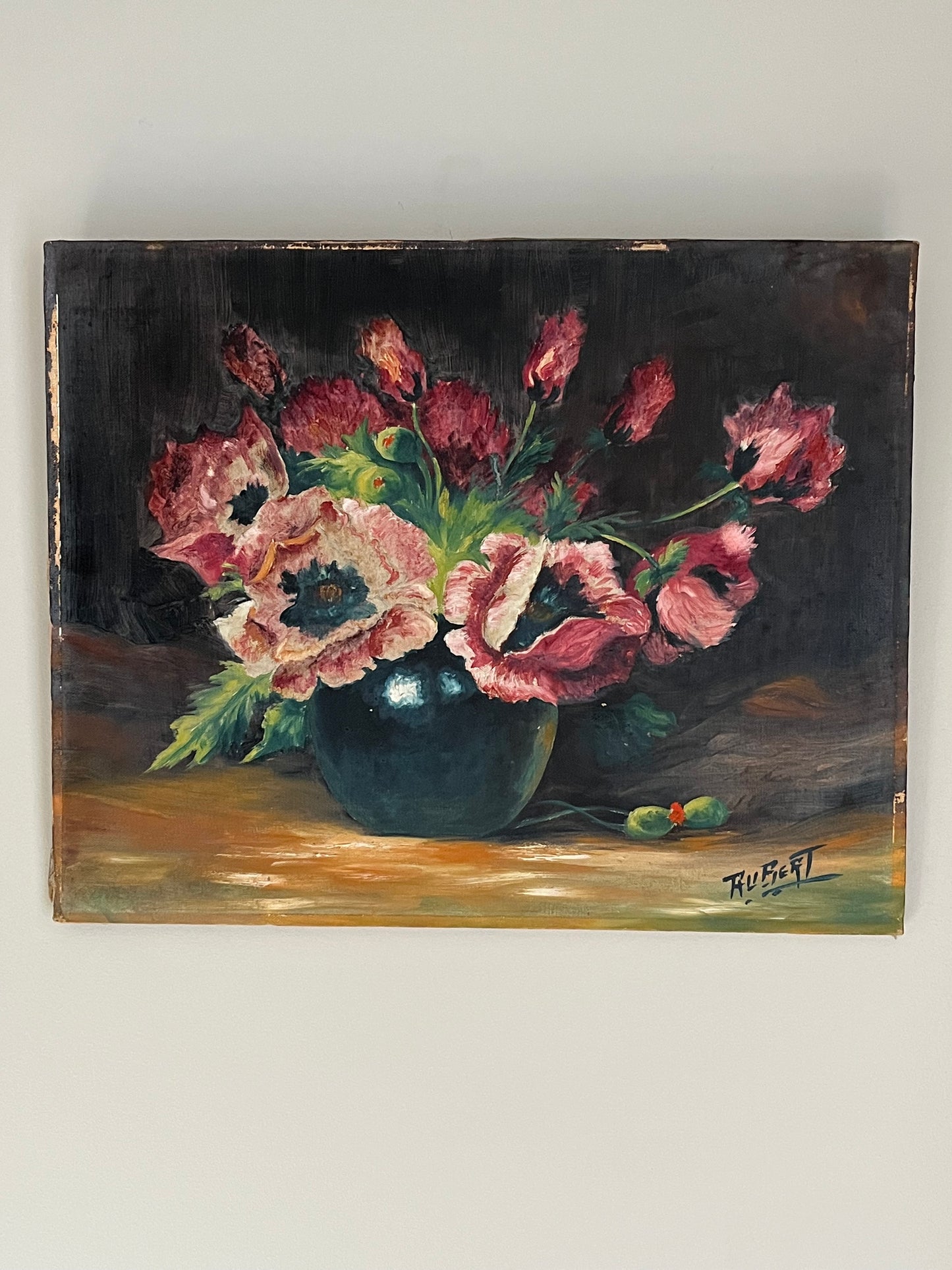 Poppies in a vase.