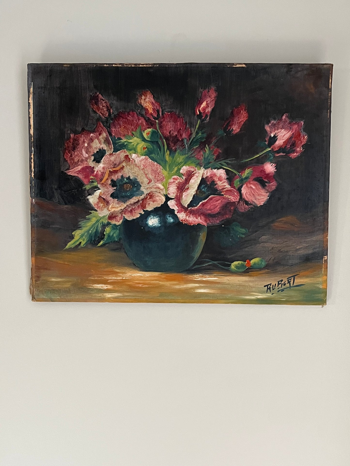 Poppies in a vase.