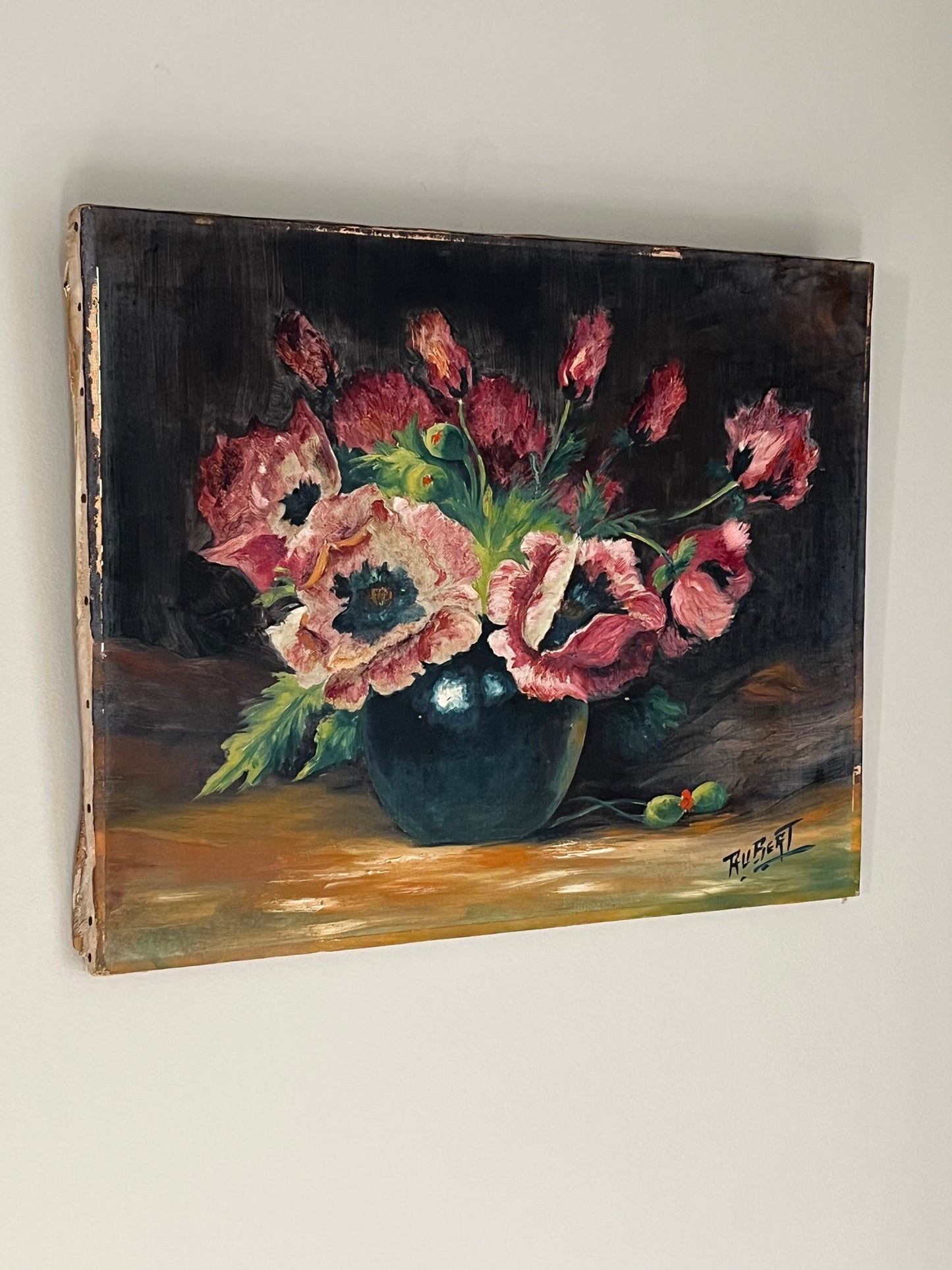 Poppies in a vase.