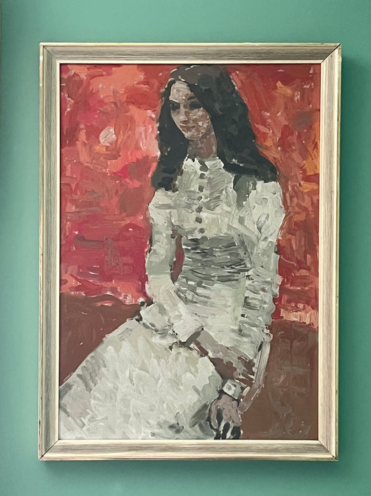 Seated Woman Oil on Board.