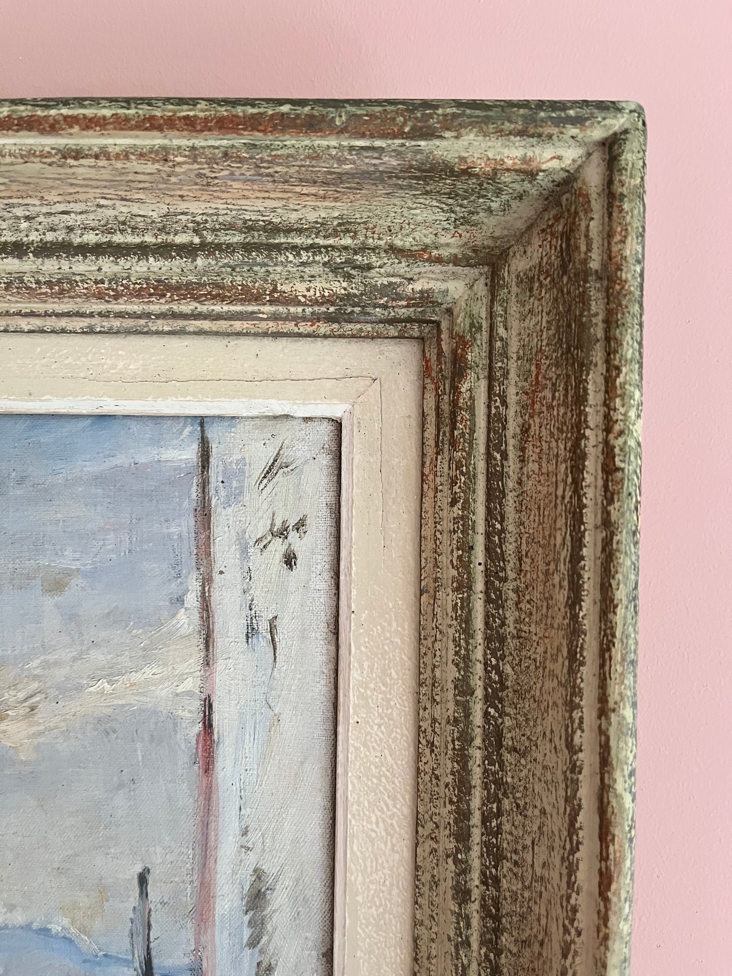 French Oil on Canvas.