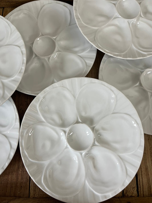 Set of Six French Oyster Plates.