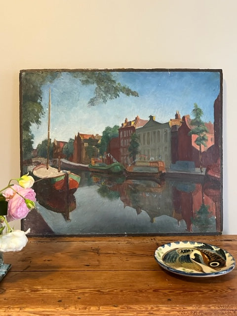 Amsterdam Canal Oil on Board.