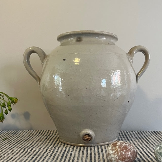 Large French  Burgundy Oil Pot.