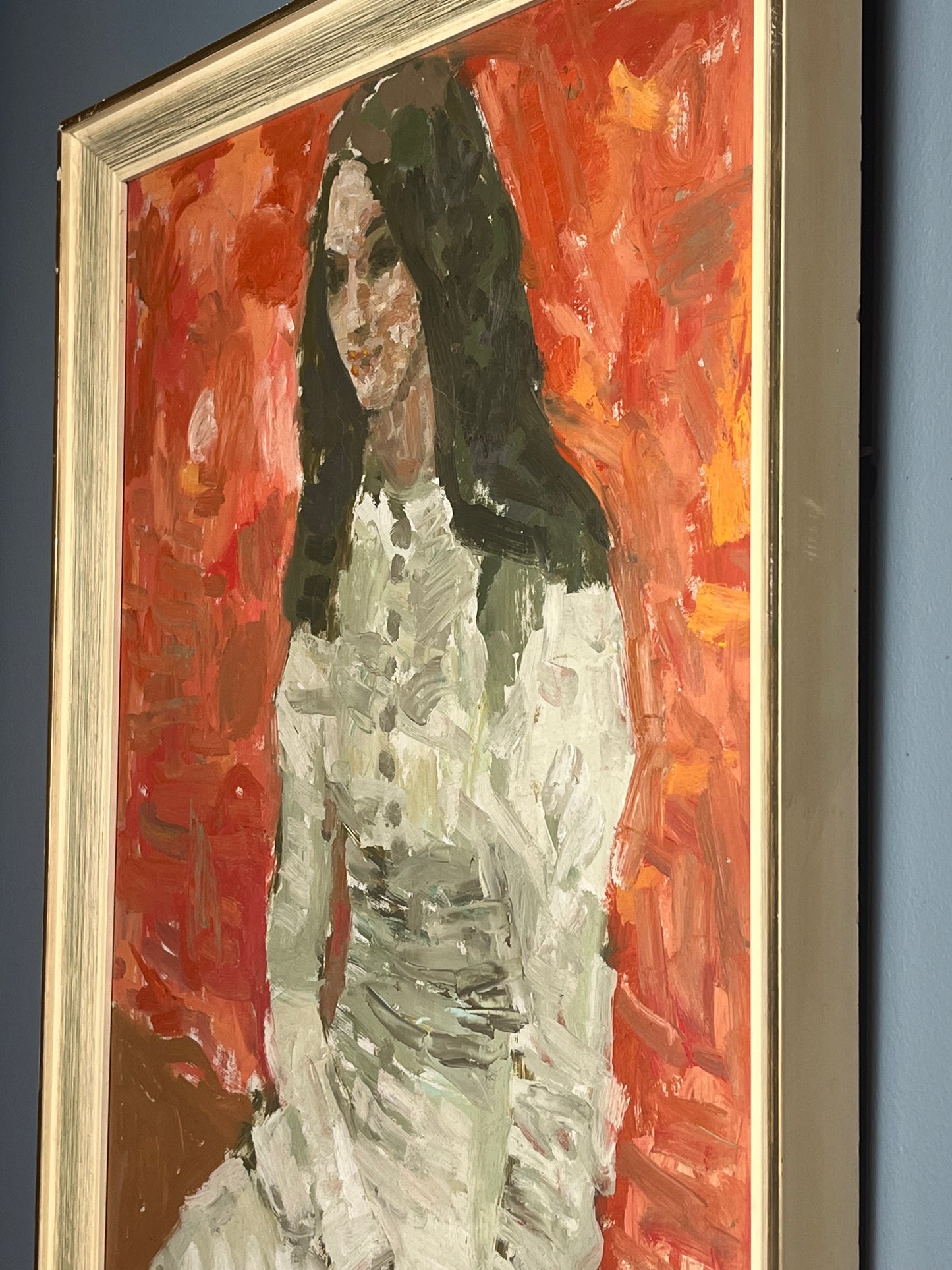 Seated Woman Oil on Board.