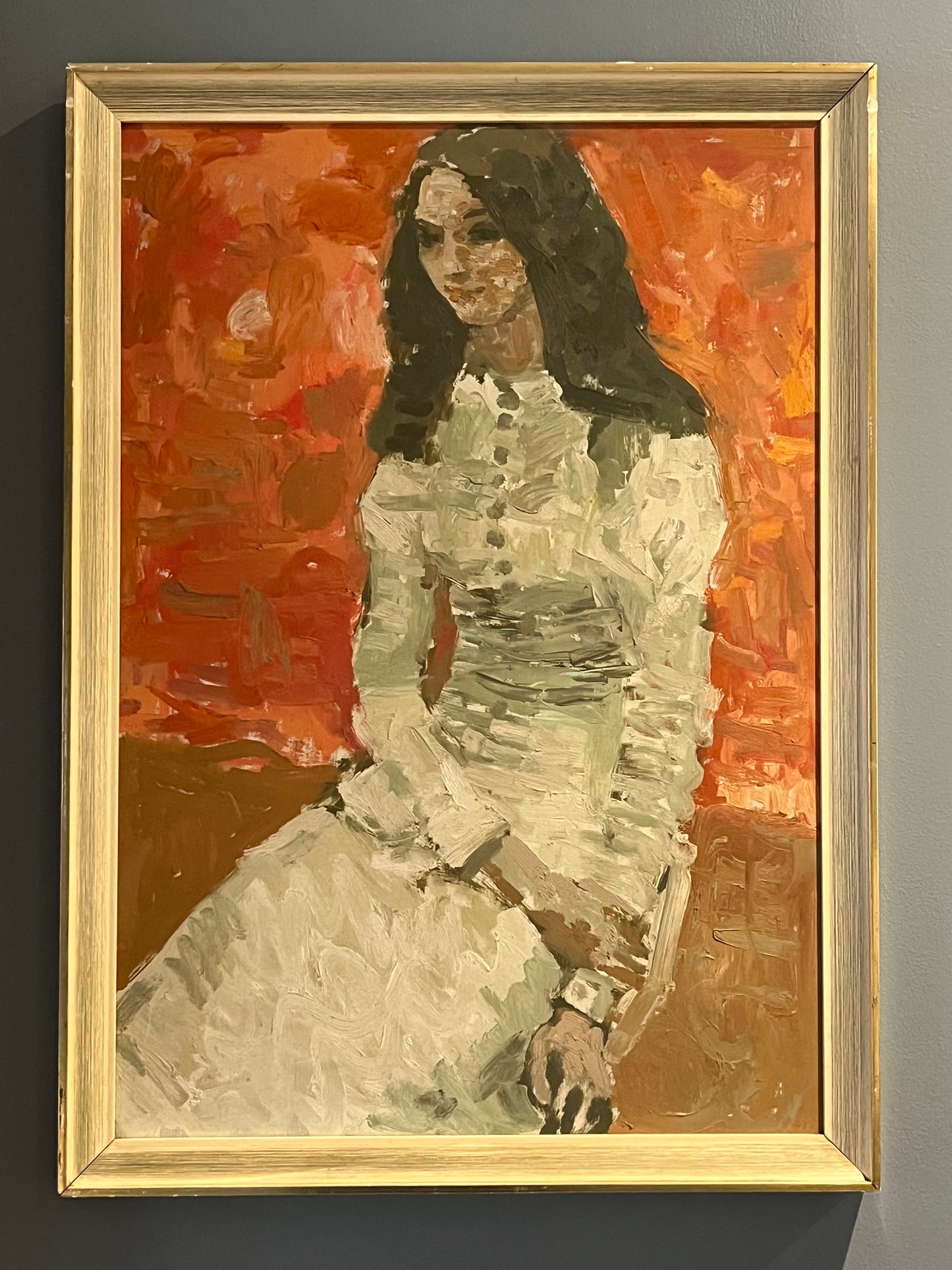 Seated Woman Oil on Board.