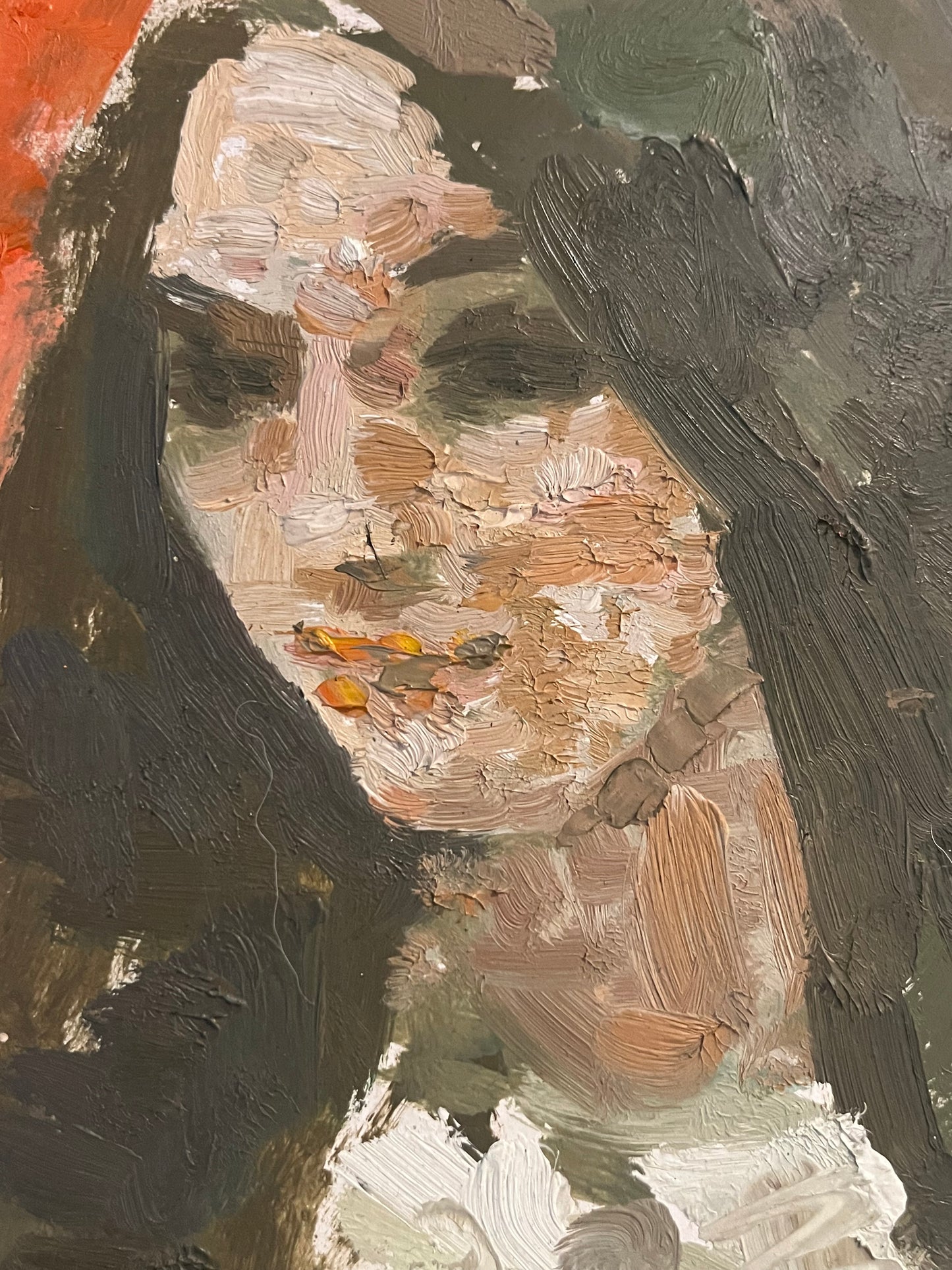 Seated Woman Oil on Board.