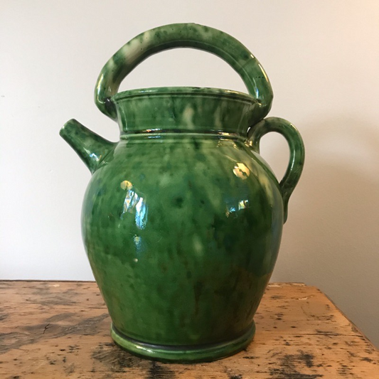 French Green Glazed Terracotta Jug