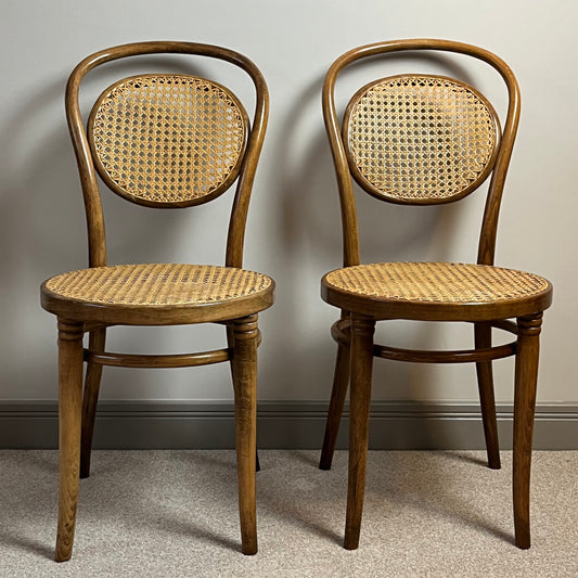 Stylish Pair Of Caned Bentwood Chairs.