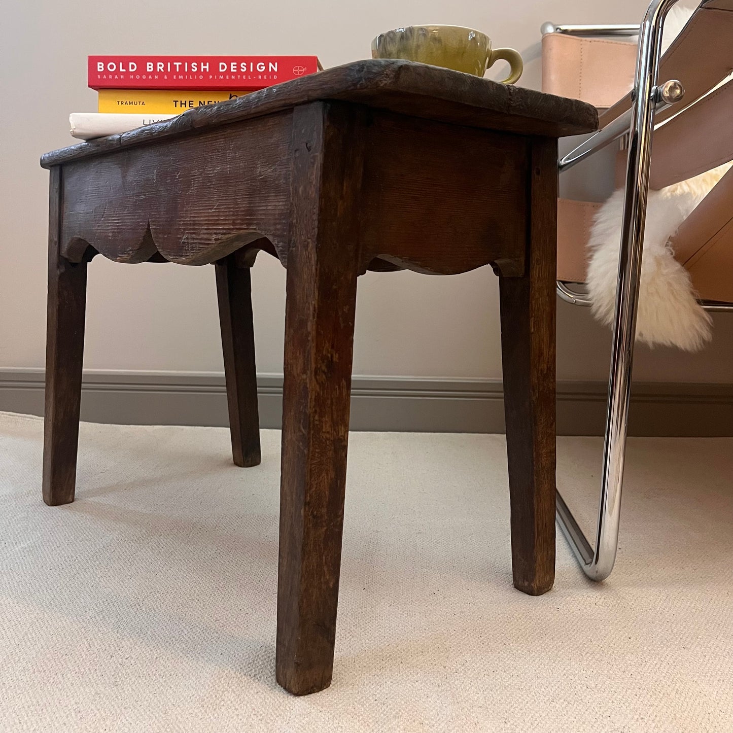 Primitive Oak and Pine Stool.