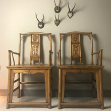 Load image into Gallery viewer, Pair Of Chinese Elm Armchairs.
