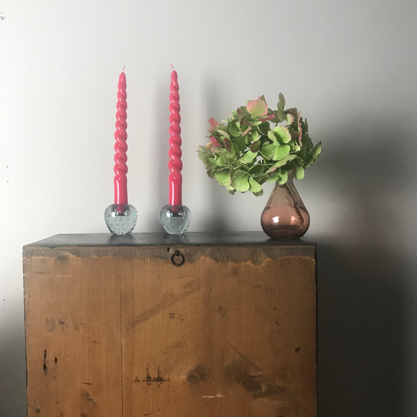 Pair of Bubble Glass Candle Holders.