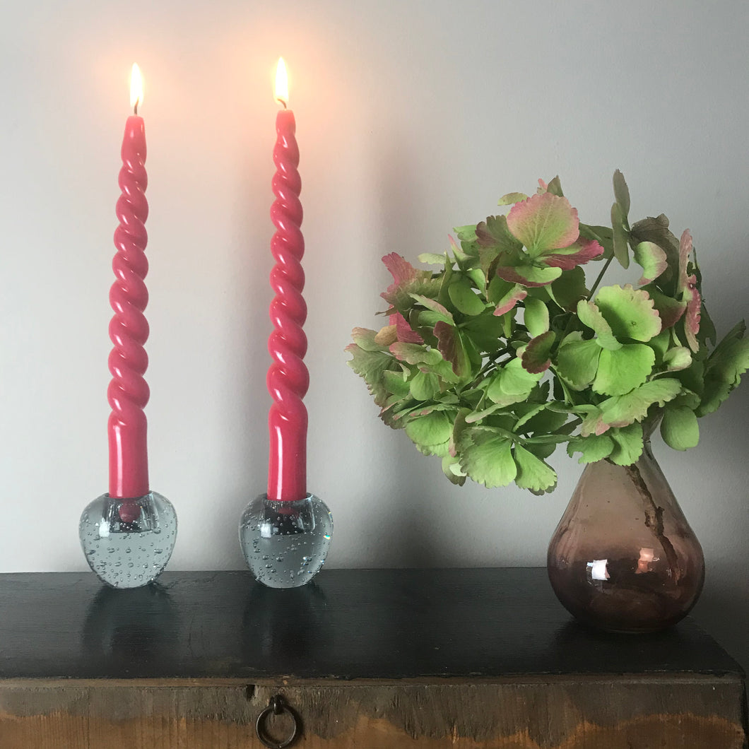 Pair of Bubble Glass Candle Holders.