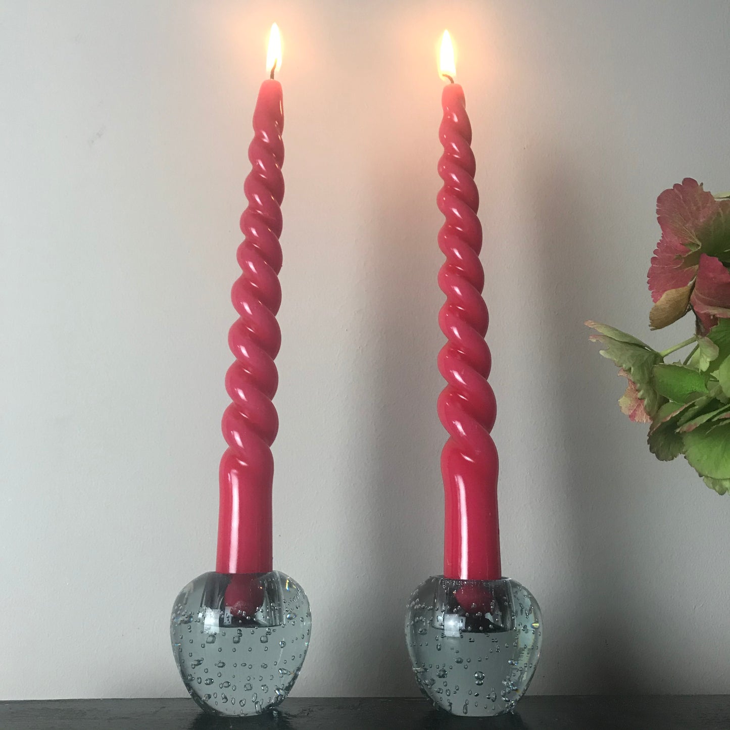 Pair of Bubble Glass Candle Holders.