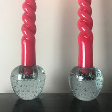 Load image into Gallery viewer, Pair of Bubble Glass Candle Holders.
