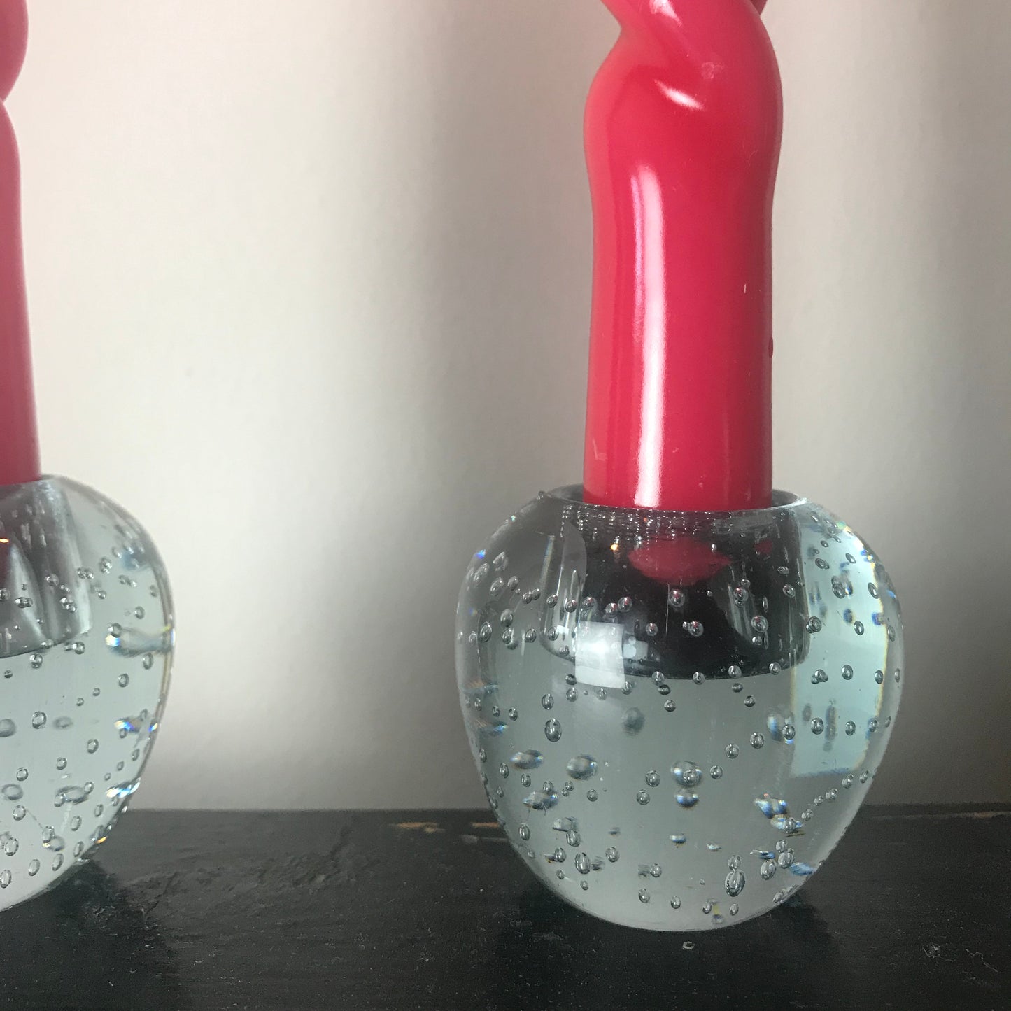 Pair of Bubble Glass Candle Holders.