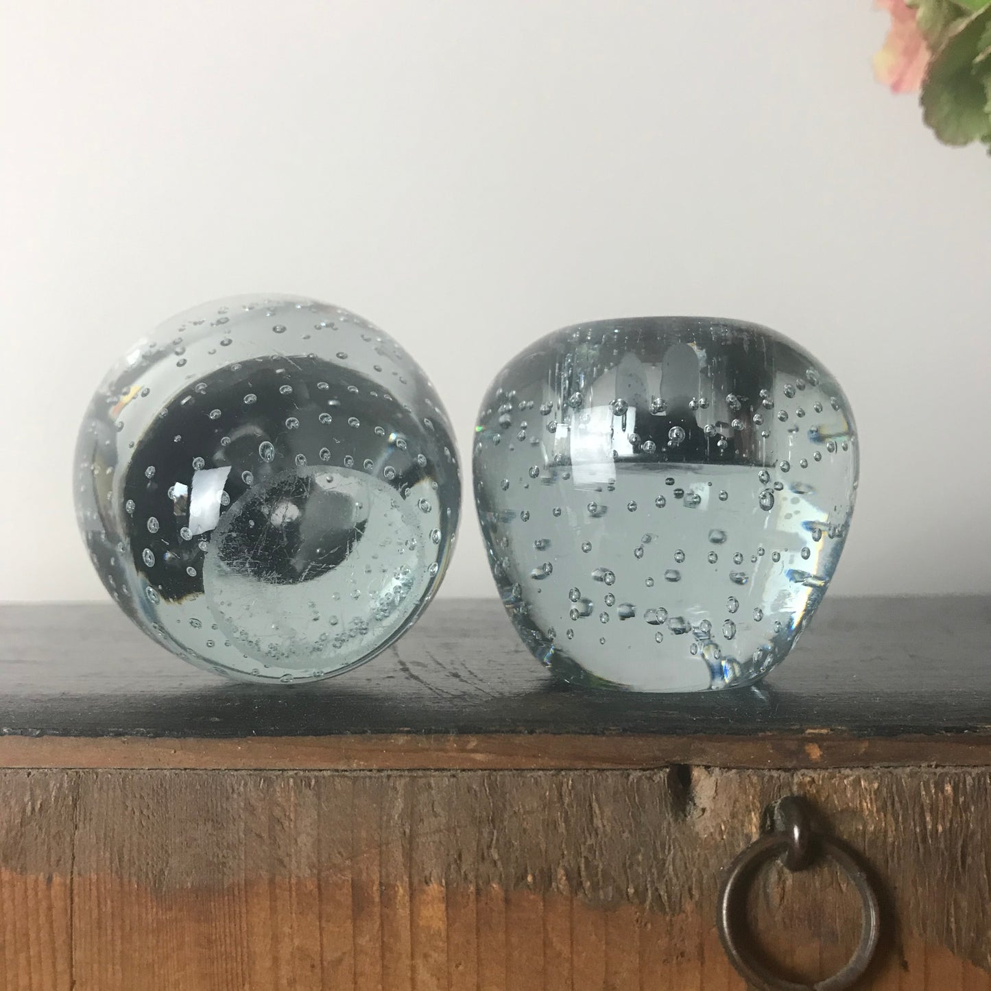 Pair of Bubble Glass Candle Holders.
