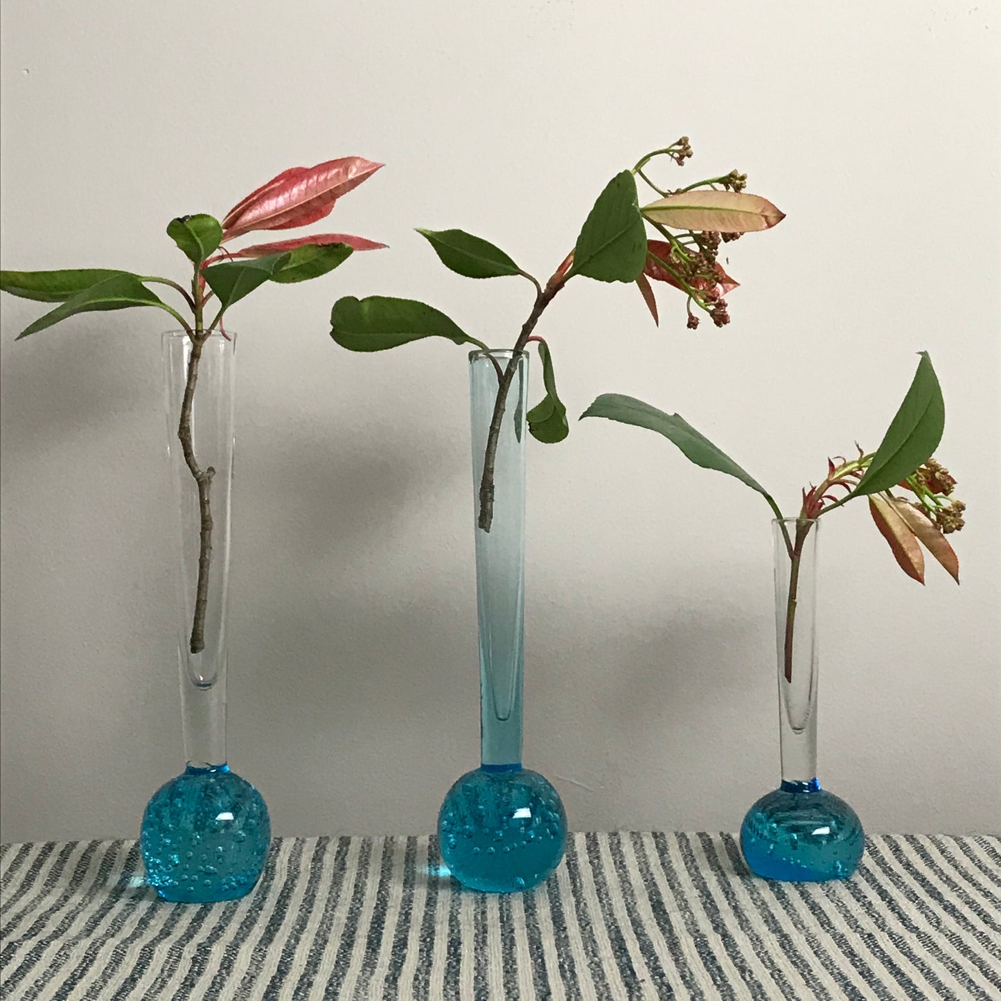 Blue Bubble Bud Vases.