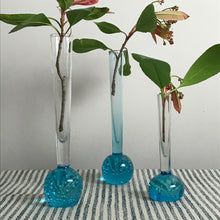 Load image into Gallery viewer, Blue Bubble Bud Vases.
