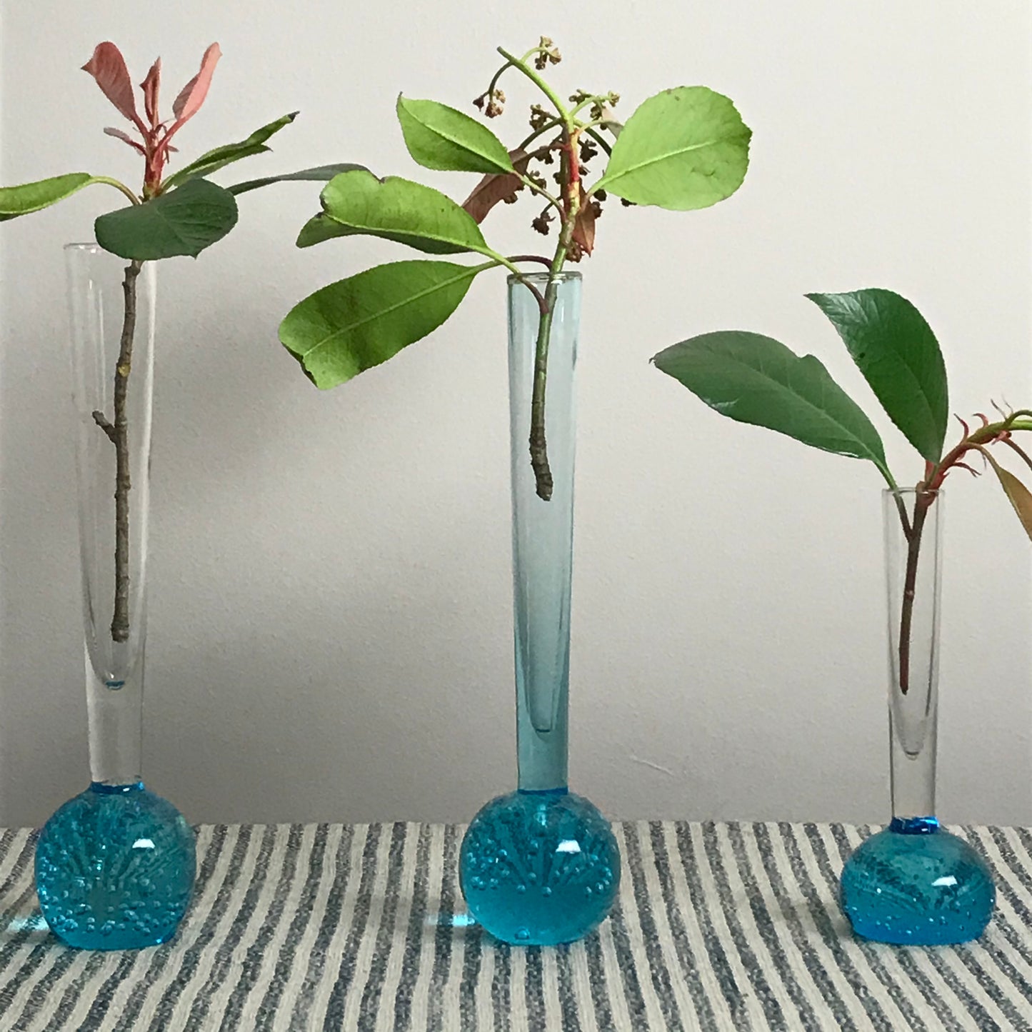 Blue Bubble Bud Vases.