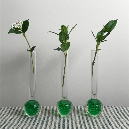 Emerald Bubble Bud Vases.