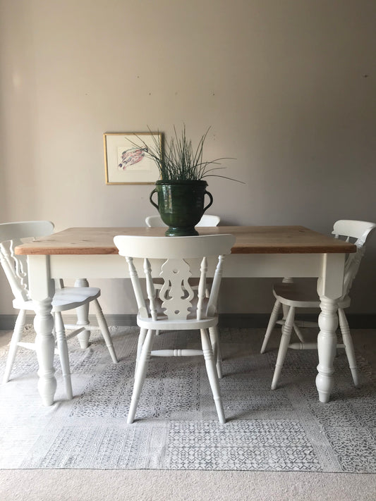Country Pine Table and Four Chairs.