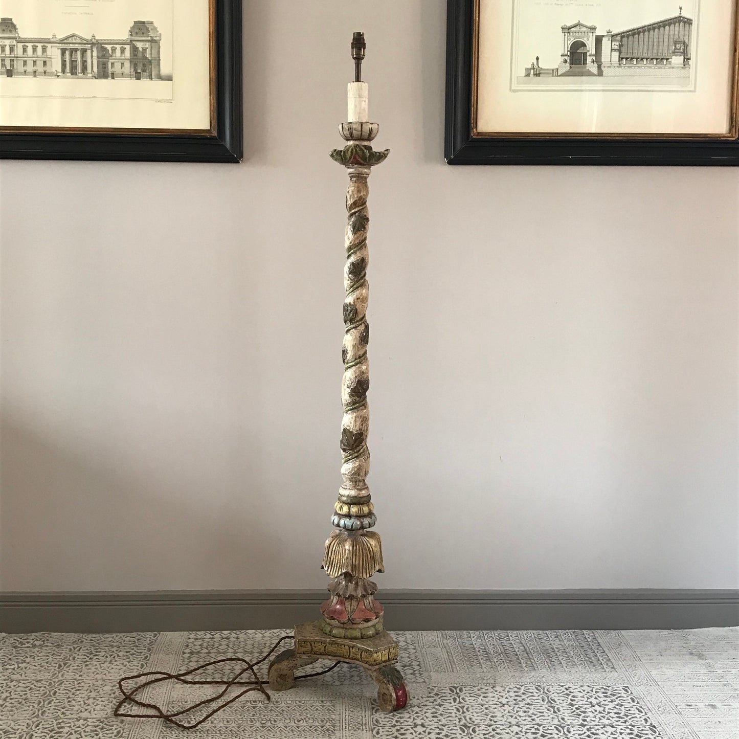Carved Wood Floor Lamp.