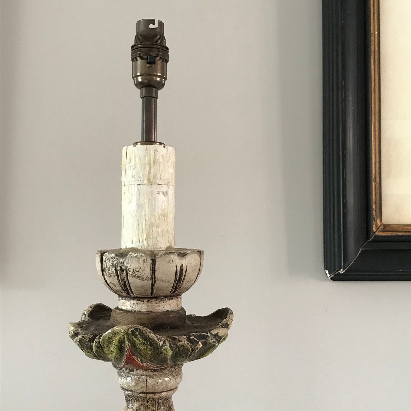 Carved Wood Floor Lamp.