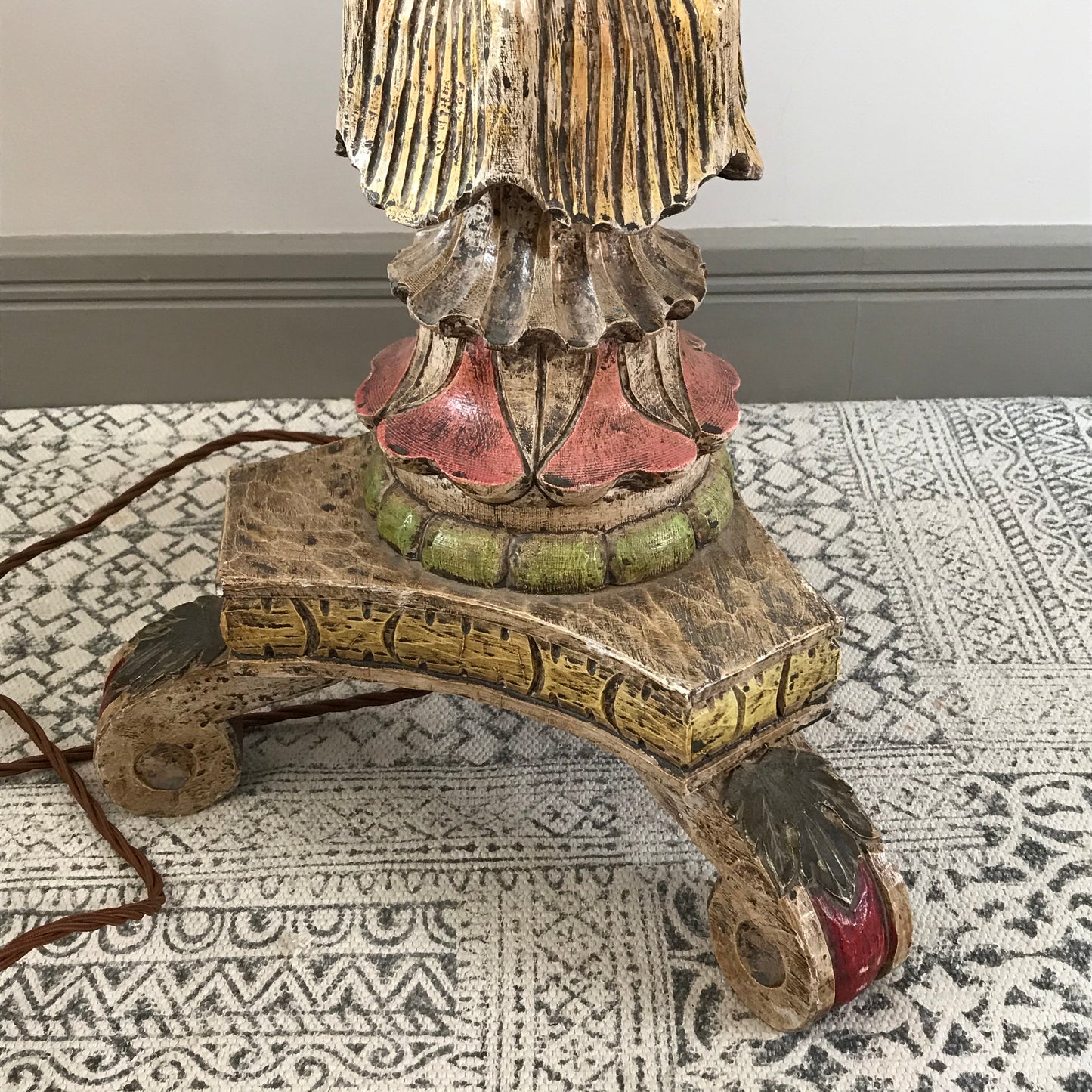 Carved Wood Floor Lamp.