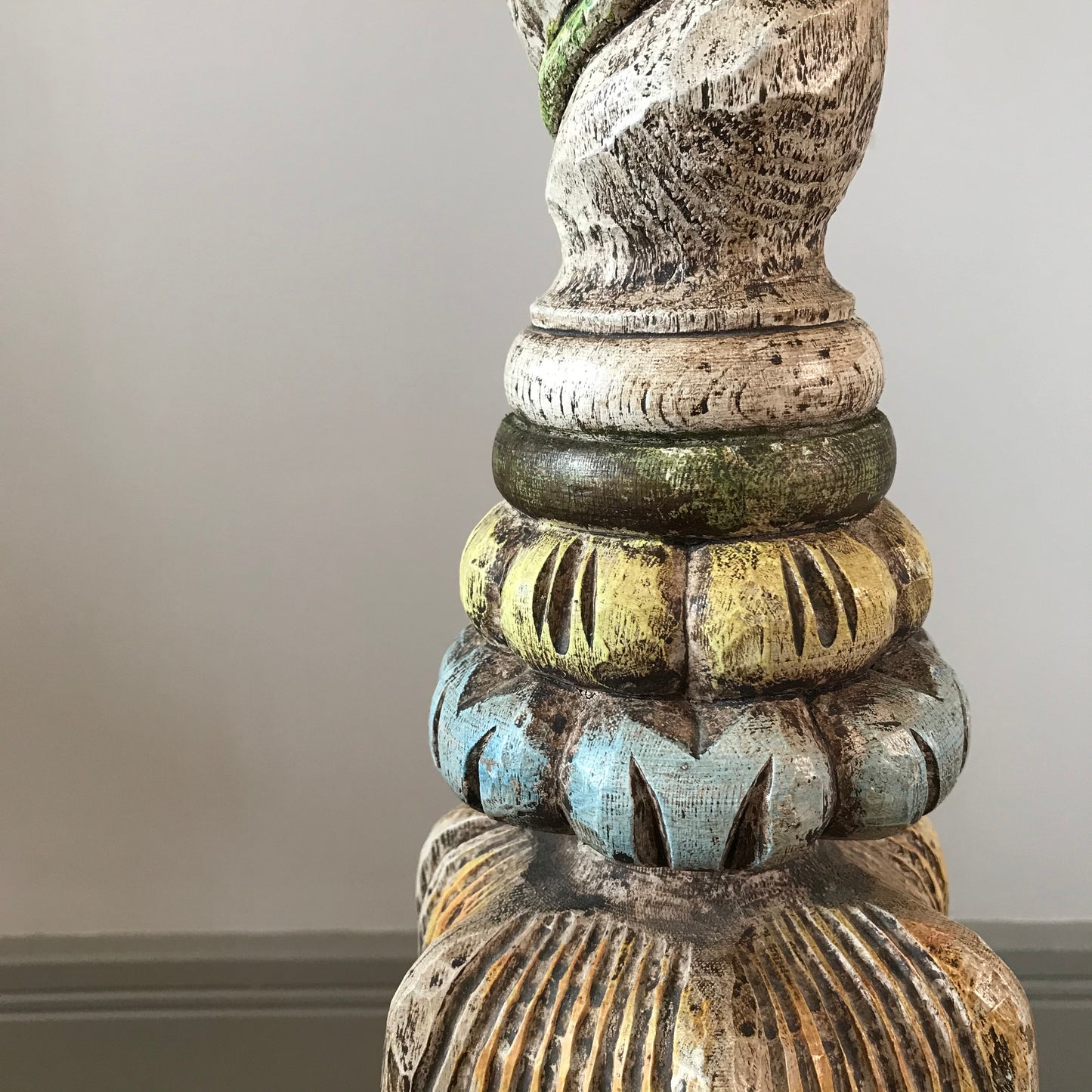 Carved Wood Floor Lamp.